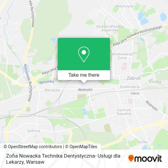 Zofia Nowacka Technika Dentystyczna- Usługi dla Lekarzy map