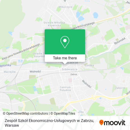 Zespół Szkół Ekonomiczno-Usługowych w Zabrzu map