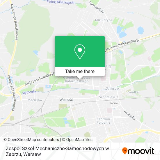 Zespół Szkół Mechaniczno-Samochodowych w Zabrzu map