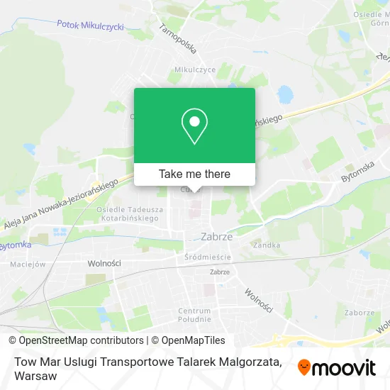 Карта Tow Mar Uslugi Transportowe Talarek Malgorzata