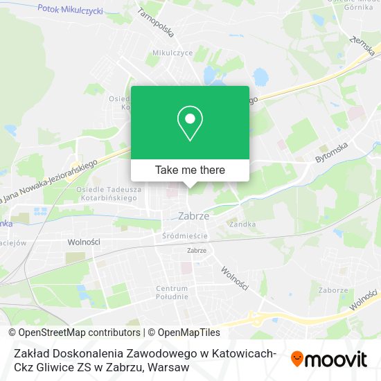 Zakład Doskonalenia Zawodowego w Katowicach-Ckz Gliwice ZS w Zabrzu map