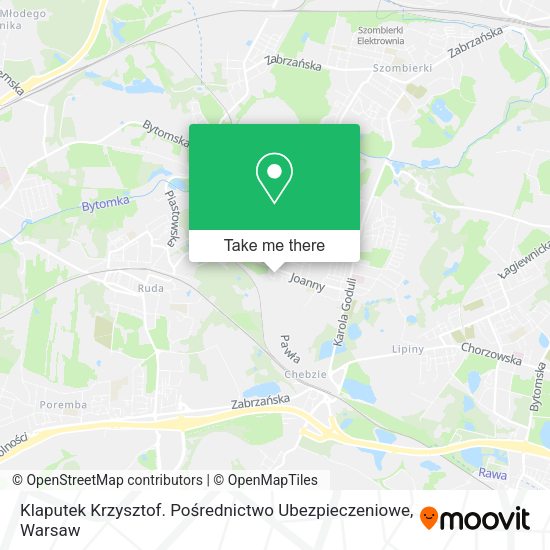 Klaputek Krzysztof. Pośrednictwo Ubezpieczeniowe map