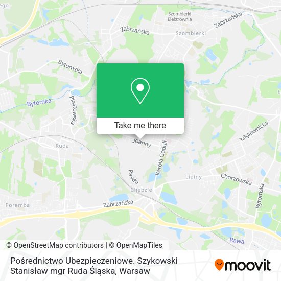 Pośrednictwo Ubezpieczeniowe. Szykowski Stanisław mgr Ruda Śląska map