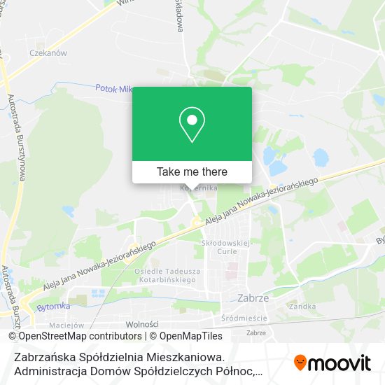 Zabrzańska Spółdzielnia Mieszkaniowa. Administracja Domów Spółdzielczych Północ map