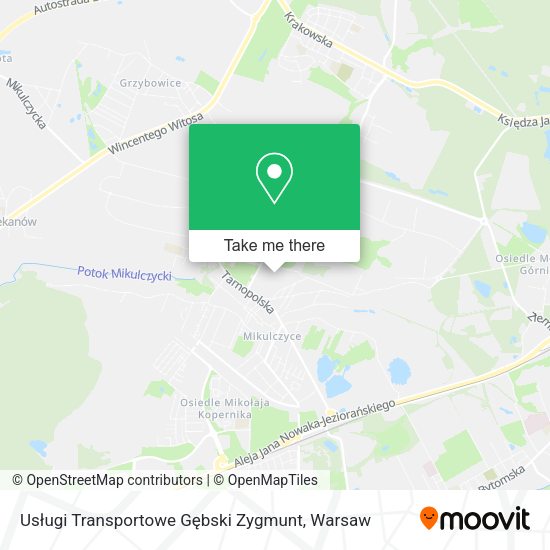 Карта Usługi Transportowe Gębski Zygmunt