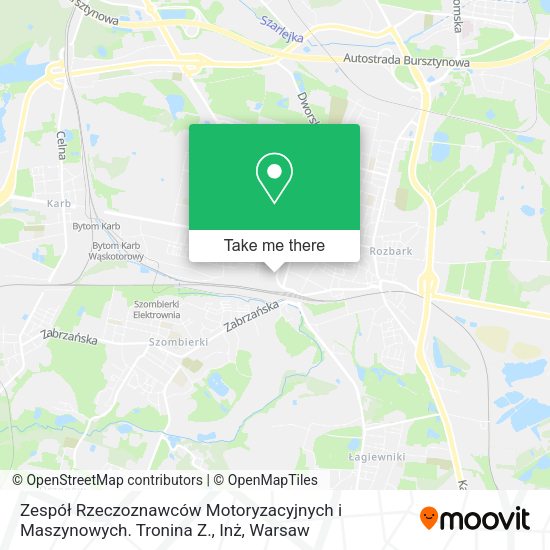 Карта Zespół Rzeczoznawców Motoryzacyjnych i Maszynowych. Tronina Z., Inż