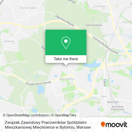 Związek Zawodowy Pracowników Spółdzielni Mieszkaniowej Miechowice w Bytomiu map