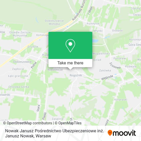 Nowak Janusz Pośrednictwo Ubezpieczeniowe inż. Janusz Nowak map