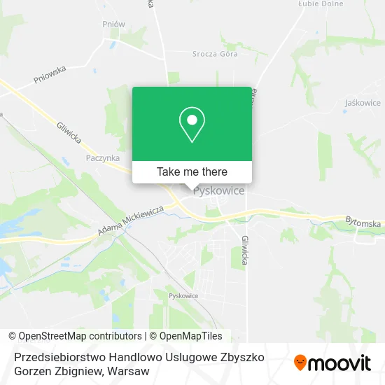 Карта Przedsiebiorstwo Handlowo Uslugowe Zbyszko Gorzen Zbigniew