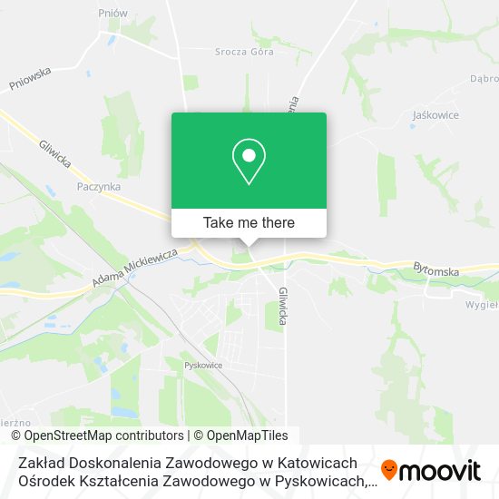 Карта Zakład Doskonalenia Zawodowego w Katowicach Ośrodek Kształcenia Zawodowego w Pyskowicach