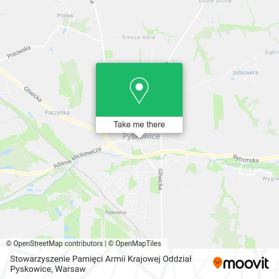 Карта Stowarzyszenie Pamięci Armii Krajowej Oddział Pyskowice