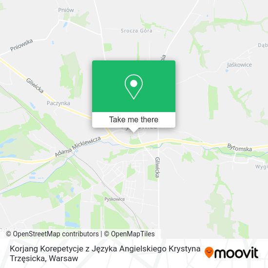 Korjang Korepetycje z Języka Angielskiego Krystyna Trzęsicka map