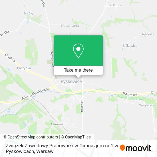 Карта Związek Zawodowy Pracowników Gimnazjum nr 1 w Pyskowicach