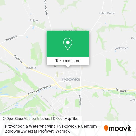 Przychodnia Weterynaryjna Pyskowickie Centrum Zdrowia Zwierząt Profiwet map