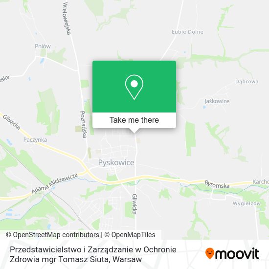 Przedstawicielstwo i Zarządzanie w Ochronie Zdrowia mgr Tomasz Siuta map