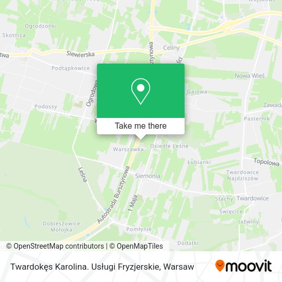 Twardokęs Karolina. Usługi Fryzjerskie map