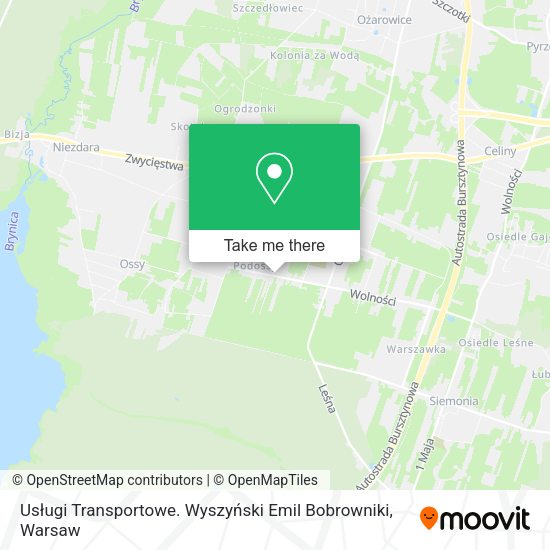 Usługi Transportowe. Wyszyński Emil Bobrowniki map