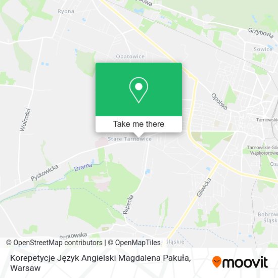 Korepetycje Język Angielski Magdalena Pakuła map