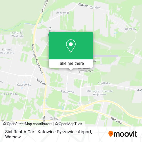 Карта Sixt Rent A Car - Katowice Pyrzowice Airport