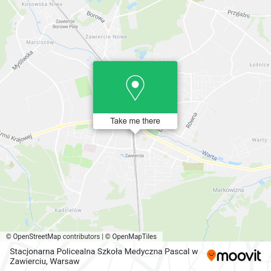 Stacjonarna Policealna Szkoła Medyczna Pascal w Zawierciu map