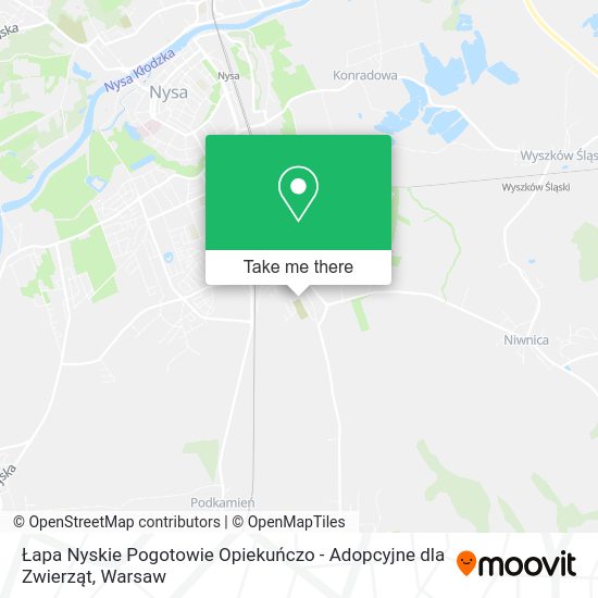 Łapa Nyskie Pogotowie Opiekuńczo - Adopcyjne dla Zwierząt map