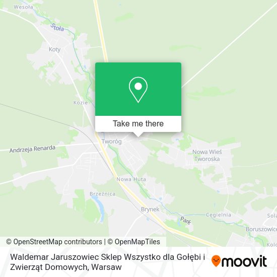 Waldemar Jaruszowiec Sklep Wszystko dla Gołębi i Zwierząt Domowych map