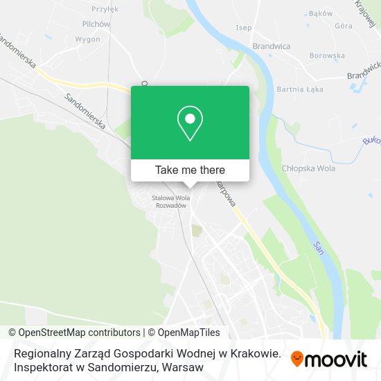 Regionalny Zarząd Gospodarki Wodnej w Krakowie. Inspektorat w Sandomierzu map