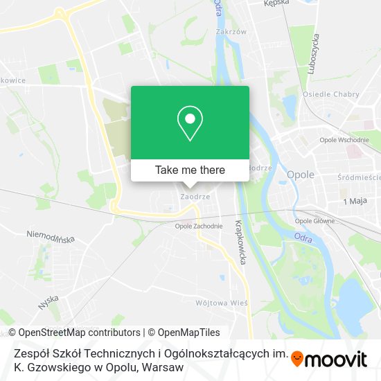 Zespół Szkół Technicznych i Ogólnokształcących im. K. Gzowskiego w Opolu map