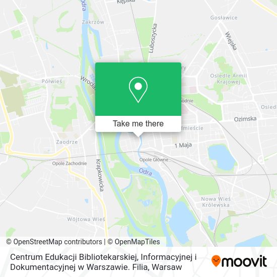 Карта Centrum Edukacji Bibliotekarskiej, Informacyjnej i Dokumentacyjnej w Warszawie. Filia