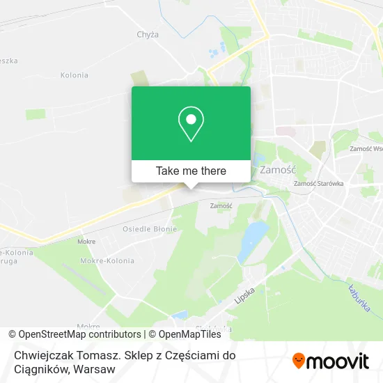 Карта Chwiejczak Tomasz. Sklep z Częściami do Ciągników