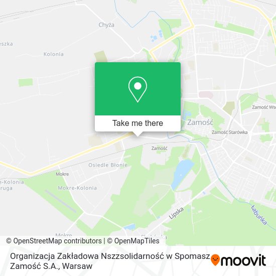 Organizacja Zakładowa Nszzsolidarność w Spomasz Zamość S.A. map