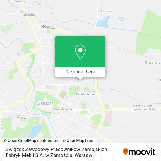 Związek Zawodowy Pracowników Zamojskich Fabryk Mebli S.A. w Zamościu map