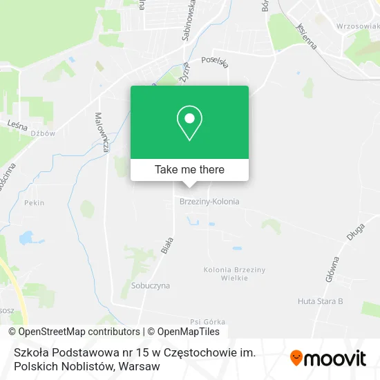 Szkoła Podstawowa nr 15 w Częstochowie im. Polskich Noblistów map