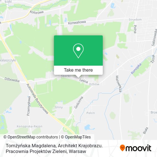 Tomżyńska Magdalena, Architekt Krajobrazu. Pracownia Projektów Zieleni map