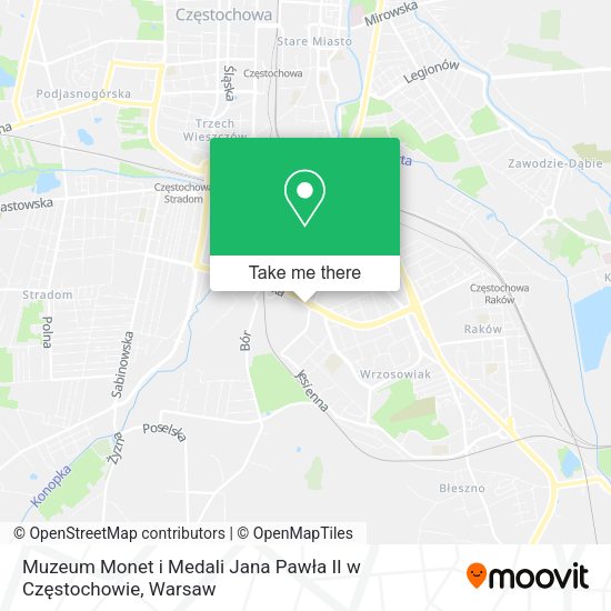 Muzeum Monet i Medali Jana Pawła II w Częstochowie map