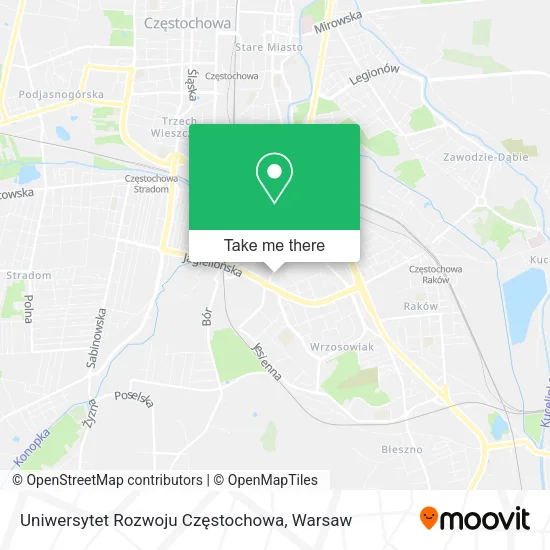 Карта Uniwersytet Rozwoju Częstochowa