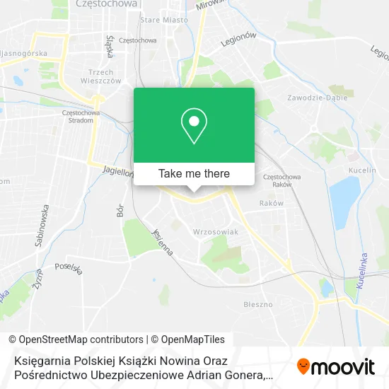 Карта Księgarnia Polskiej Książki Nowina Oraz Pośrednictwo Ubezpieczeniowe Adrian Gonera