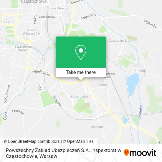 Карта Powszechny Zakład Ubezpieczeń S.A. Inspektorat w Częstochowie