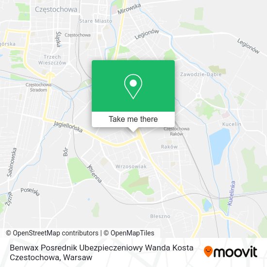 Benwax Posrednik Ubezpieczeniowy Wanda Kosta Czestochowa map