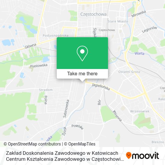 Zakład Doskonalenia Zawodowego w Katowicach Centrum Kształcenia Zawodowego w Częstochowie map