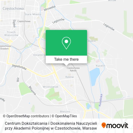 Centrum Doksztalcania i Doskonalenia Nauczycieli przy Akademii Polonijnej w Czestochowie map