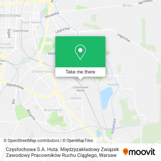 Częstochowa S.A. Huta. Międzyzakładowy Związek Zawodowy Pracowników Ruchu Ciągłego map