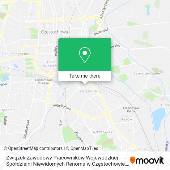 Związek Zawodowy Pracowników Wojewódzkiej Spółdzielni Niewidomych Renoma w Częstochowie map