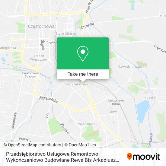 Przedsiębiorstwo Usługowe Remontowo Wykończeniowo Budowlane Rewa Bis Arkadiusz Kubat map