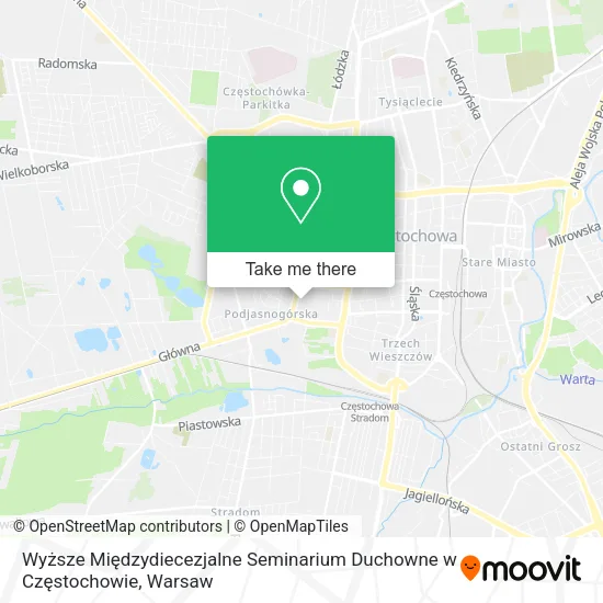 Карта Wyższe Międzydiecezjalne Seminarium Duchowne w Częstochowie