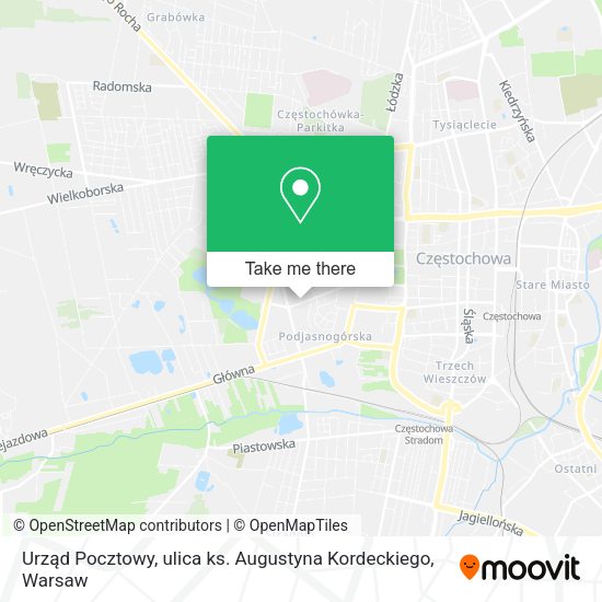 Urząd Pocztowy, ulica ks. Augustyna Kordeckiego map