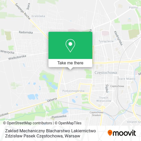 Zakład Mechaniczny Blacharstwo Lakiernictwo Zdzisław Pasek Częstochowa map