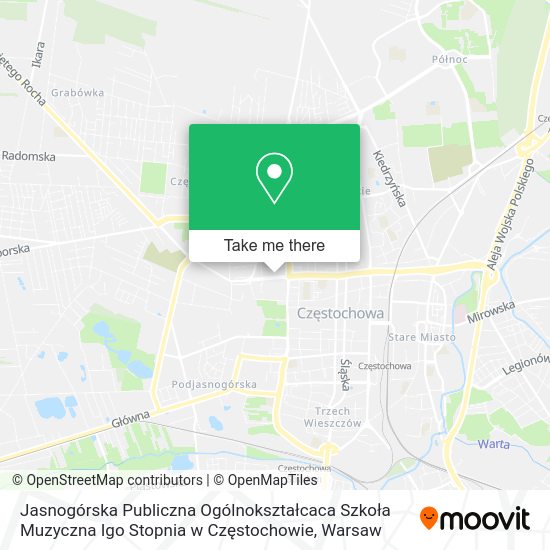 Jasnogórska Publiczna Ogólnokształcaca Szkoła Muzyczna Igo Stopnia w Częstochowie map