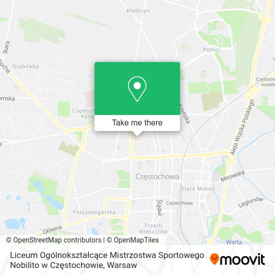 Liceum Ogólnokształcące Mistrzostwa Sportowego Nobilito w Częstochowie map