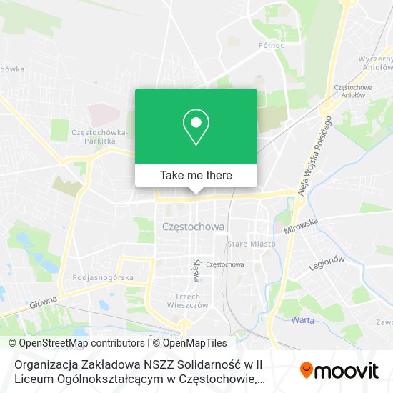 Organizacja Zakładowa NSZZ Solidarność w II Liceum Ogólnokształcącym w Częstochowie map